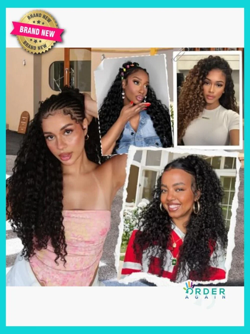 Curly Feather Crochet Hair Extensions Deep Wave Synthetic Pre-Separated